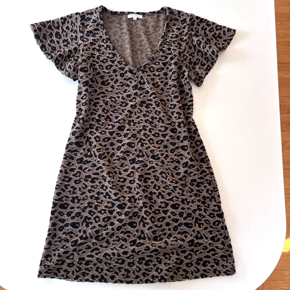 Z Supply Jacquard Mini Shirt Dress Women's M Leopard Rock Grunge Chic Mobwife